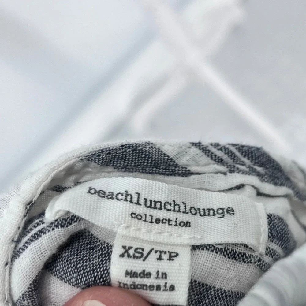 BeachLunchLounge Striped Shift Dress Womens XS White Navy Linen Blend Coastal - Picture 4 of 11